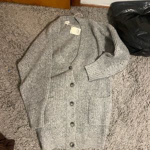 Cozy Gray Button-Front Women's Cardigan Sweater